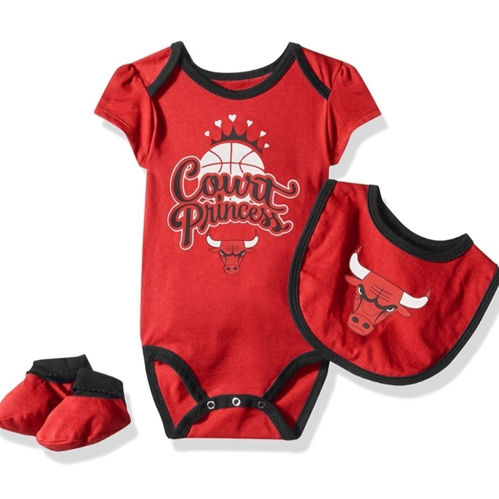 Chicago Bulls Basketball Infant Onsie Bodysuit 3 PCS Size 9-12 Month - Picture 2 of 12